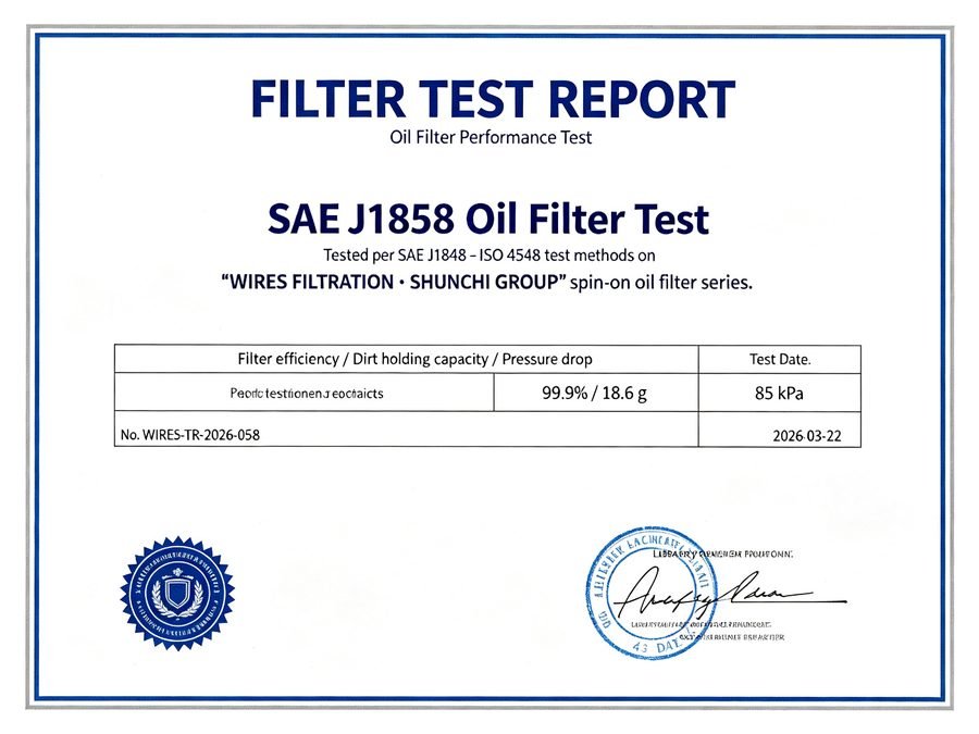 SAE J1858 Oil Filter Performance Test Report - WIRES