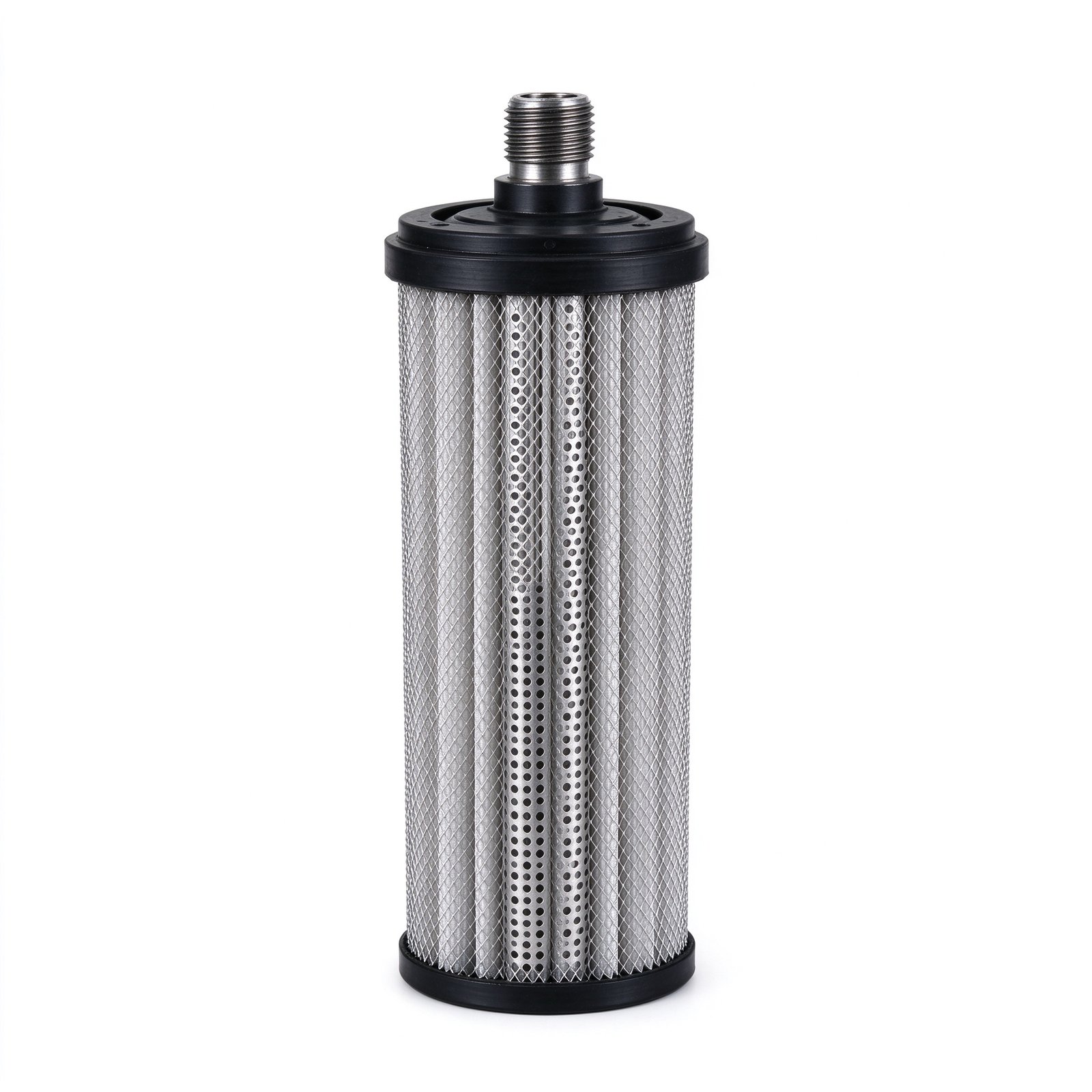 WIRES dry gas seal filter cartridge with pleated stainless steel mesh and perforated core