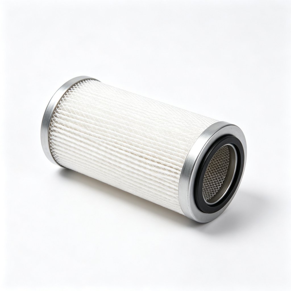 WIRES MAHLE replacement hydraulic filter element with white pleated glass fiber media and metal end caps, pure white background