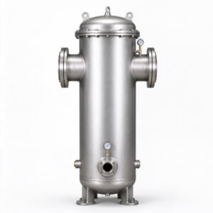 Vertical stainless steel natural gas filter separator pressure vessel with flanged nozzles