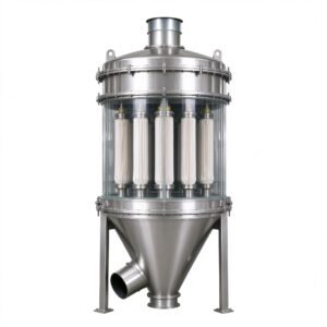 Stainless steel powder filter housing baghouse dust collector with filter bag elements and hopper